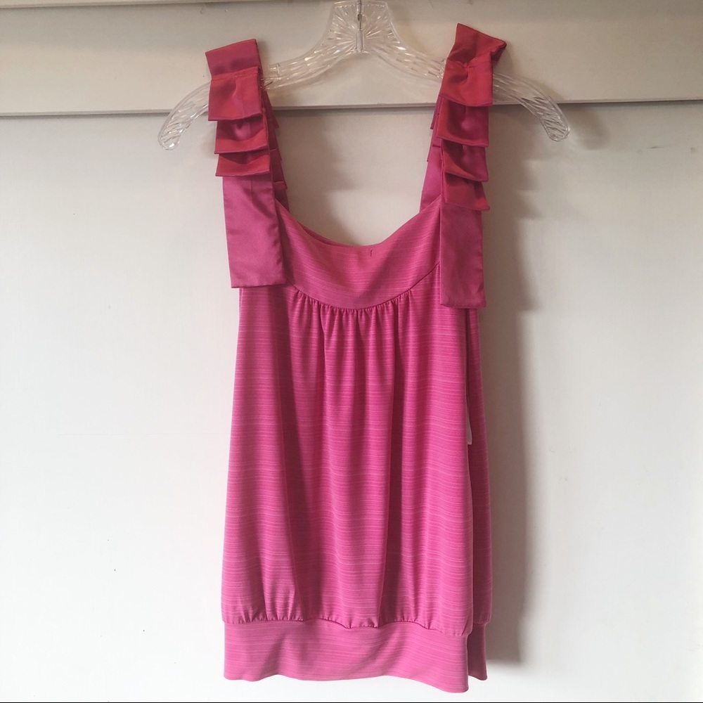 NWOT My Michelle hot pink riveted ruffle tank